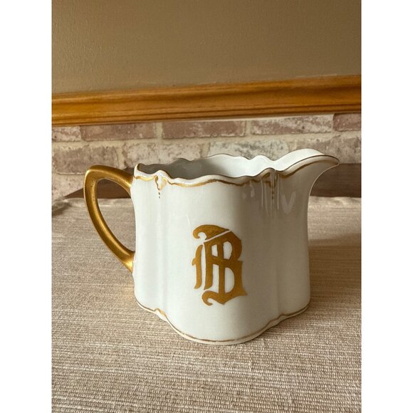 Antique KPM Berlin Porcelain Creamer – Gold Trim Monogram B Royal German China - Picture 3 of 16